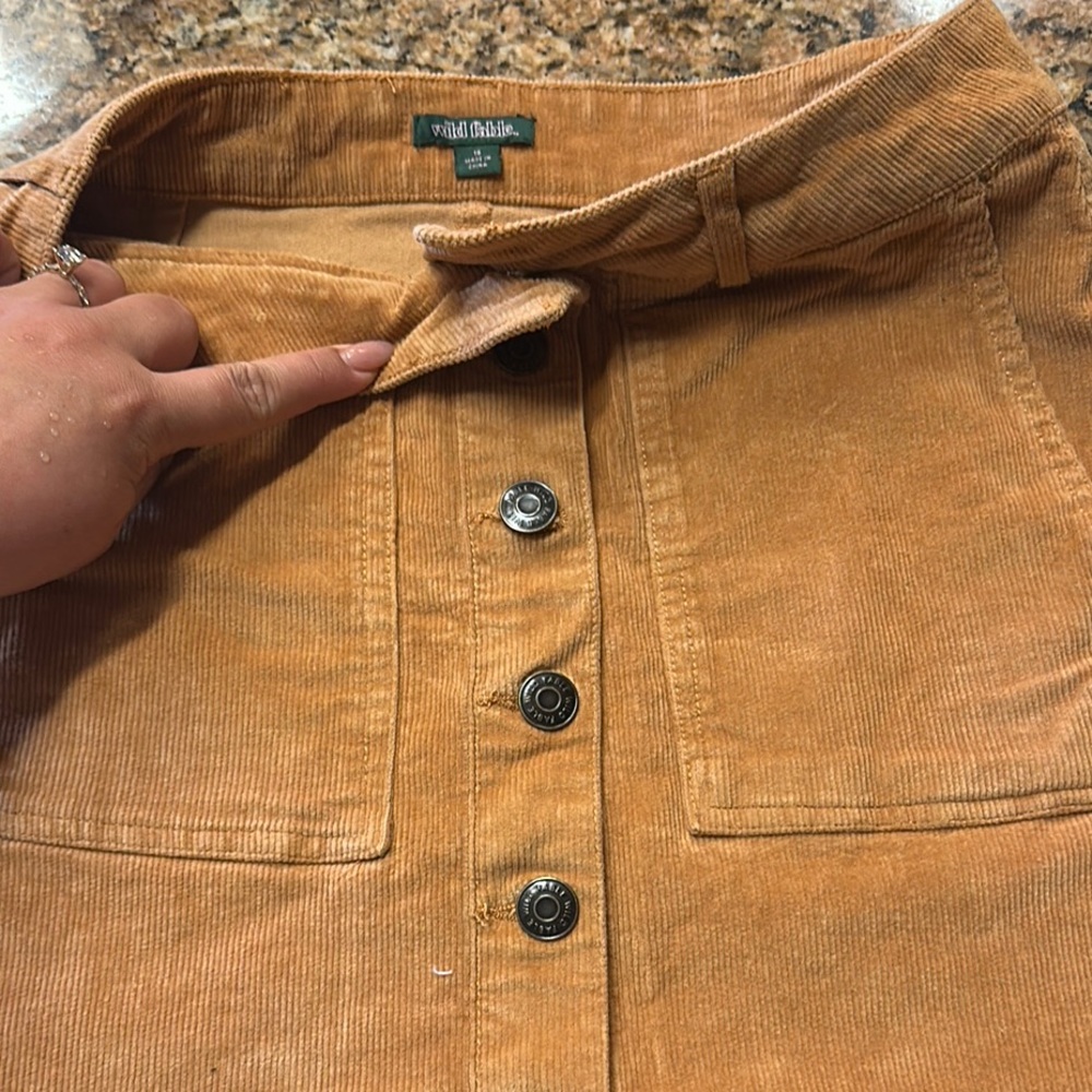 Wild Fable burnt yellowish tan Corduroy Button-Up Skirt